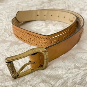 Western Style Orange Leather Buckle Belt